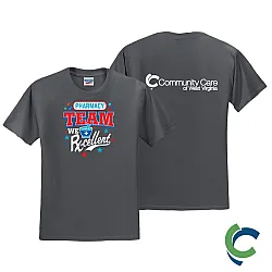 "PHARMACY - CCWV" PRINTED CHARCOAL TSHIRT