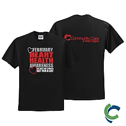 "HEART HEALTH AWARENESS - CCWV" PRINTED BLACK TSHIRT