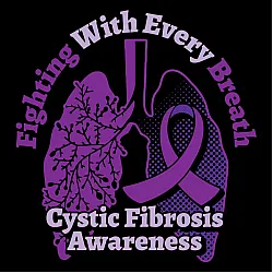 "CYSTIC FIBROSIS AWARENESS - CCWV" PRINTED BLACK TSHIRT