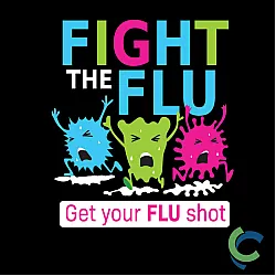 "FLU SHOT - CCWV" PRINTED BLACK CREW NECK SWEATSHIRT