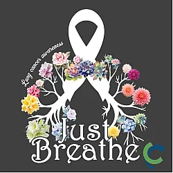 "LUNG CANCER AWARENESS - CCWV" PRINTED CHARCOAL CREW NECK SWEATSHIRT