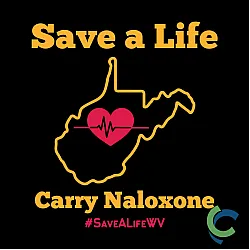 "CARRY NALOXONE - CCWV" PRINTED BLACK CREW NECK SWEATSHIRT