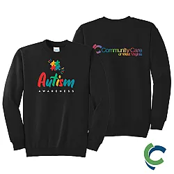 "AUTISM AWARENESS - CCWV" PRINTED BLACK CREW NECK SWEATSHIRT