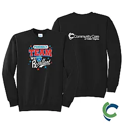 "PHARMACY - CCWV" PRINTED BLACK CREW NECK SWEATSHIRT