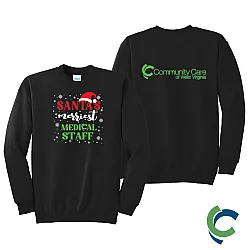 "SANTA'S MERRIEST - CCWV" PRINTED CREW NECK SWEATSHIRT