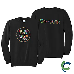 "SCHOOL BASED HEALTH TEAM - CCWV" PRINTED BLACK CREW NECK SWEATSHIRT