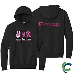 "BREAST CANCER AWARENESS - CCWV" PRINTED BLACK HOODED SWEATSHIRT