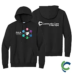 "PAIN AWARENESS - CCWV" PRINTED BLACK HOODED SWEATSHIRT