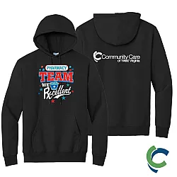 "PHARMACY - CCWV" PRINTED BLACK HOODED SWEATSHIRT
