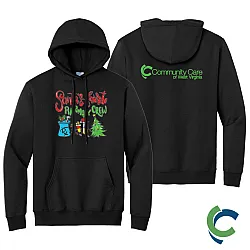"SANTA'S FAVORITE PHARMACY CREW - CCWV" PRINTED HOODED SWEATSHIRT