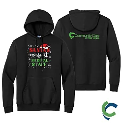 "SANTA'S MERRIEST - CCWV" PRINTED HOODED SWEATSHIRT