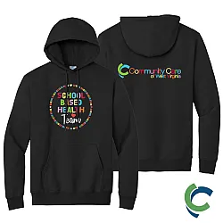 "SCHOOL BASED HEALTH TEAM - CCWV" PRINTED BLACK HOODED SWEATSHIRT