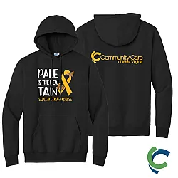 "SKIN CANCER AWARENESS - CCWV" PRINTED BLACK HOODED SWEATSHIRT
