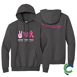"BREAST CANCER AWARENESS - CCWV" PRINTED CHARCOAL HOODED SWEATSHIRT