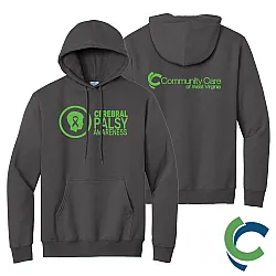 "CEREBRAL PALSY AWARENESS - CCWV" PRINTED CHARCOAL HOODED SWEATSHIRT