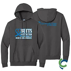 "COLON CANCER AWARENESS - CCWV" PRINTED CHARCOAL HOODED SWEATSHIRT