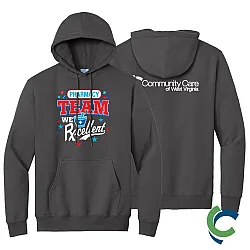 "PHARMACY - CCWV" PRINTED CHARCOAL HOODED SWEATSHIRT