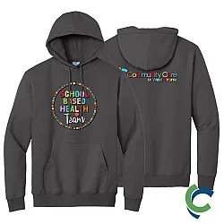 "SCHOOL BASED HEALTH TEAM - CCWV" PRINTED CHARCOAL HOODED SWEATSHIRT