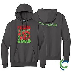 "STRAWBERRY FESTIVAL - CCWV" PRINTED CHARCOAL HOODED SWEATSHIRT