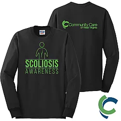 "SCOLIOSIS AWARENESS - CCWV" PRINTED BLACK LONG SLEEVE TSHIRT