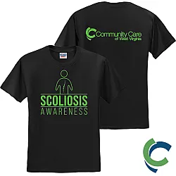 "SCOLIOSIS AWARENESS - CCWV" PRINTED BLACK TSHIRT