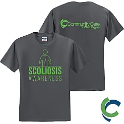 "SCOLIOSIS AWARENESS - CCWV" PRINTED CHARCOAL TSHIRT