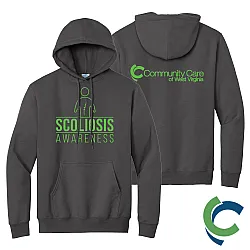 "SCOLIOSIS AWARENESS - CCWV" PRINTED CHARCOAL HOODED SWEATSHIRT