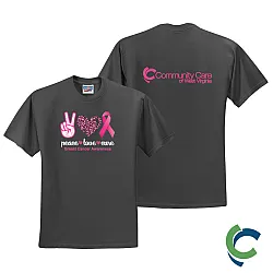 "BREAST CANCER AWARENESS - CCWV" PRINTED CHARCOAL TSHIRT