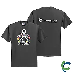 "LUNG CANCER AWARENESS - CCWV" PRINTED CHARCOAL TSHIRT