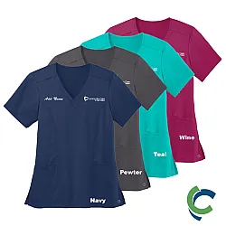 "COMMUNITY CARE OF WV" EMBROIDERED LADIES V-NECK SCRUB TOP