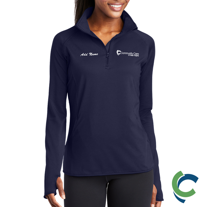 "COMMUNITY CARE OF WV" EMBROIDERED STRETCH LADIES HALF ZIP JACKET