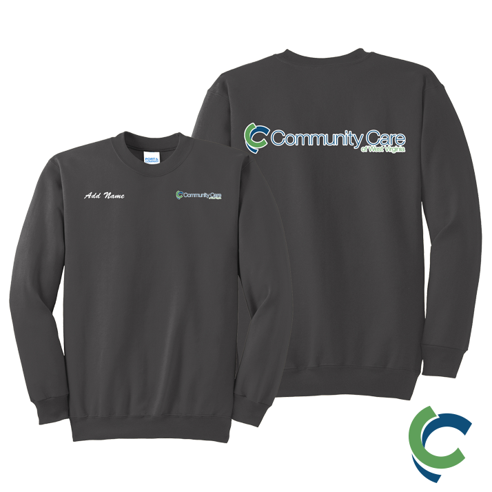 "COMMUNITY CARE OF WV" PRINTED CREW NECK SWEATSHIRT