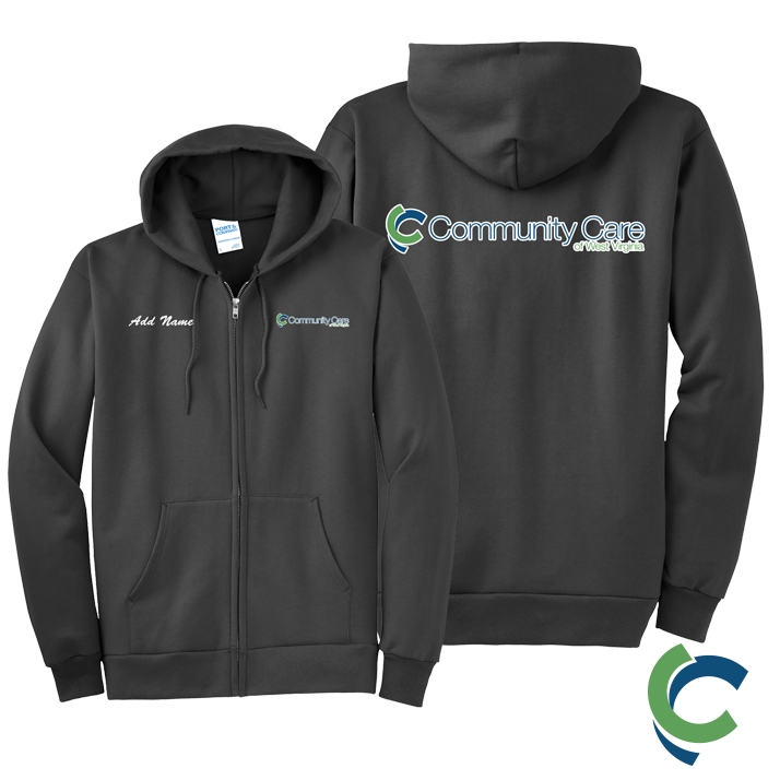 "COMMUNITY CARE OF WV" PRINTED FULL ZIP HOODED SWEATSHIRT