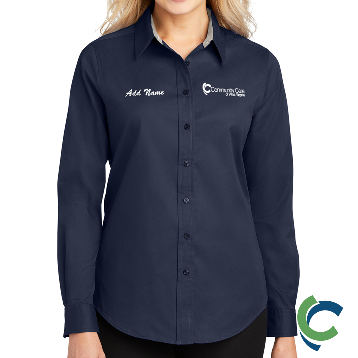"COMMUNITY CARE OF WV" EMBROIDERED LADIES LONG SLEEVE BUTTON UP