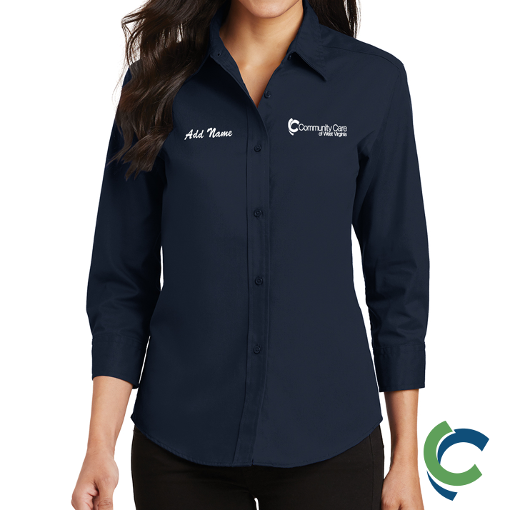 "COMMUNITY CARE OF WV" EMBROIDERED LADIES LONG SLEEVE BUTTON UP