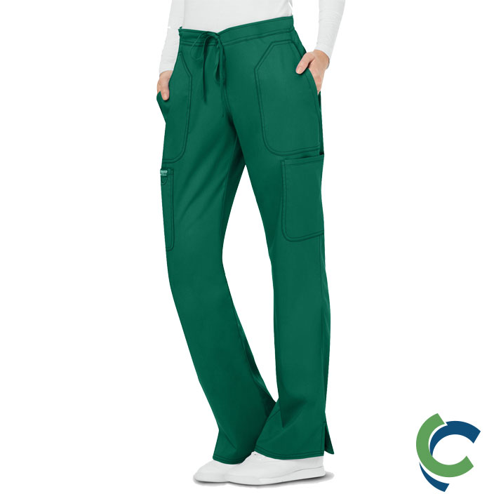 "OPTIONS FOR NURSES (MA, LPN, RN)" LADIES 5-Pocket STRETCH Drawstring Cargo Scrub Pants (HUNTER)