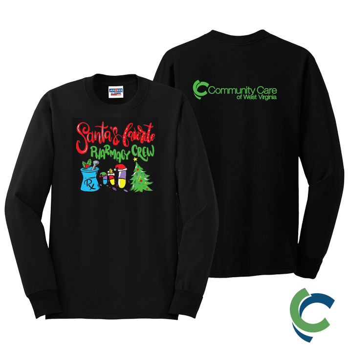 "SANTA'S FAVORITE PHARMACY CREW - CCWV" PRINTED LONG SLEEVE TSHIRT