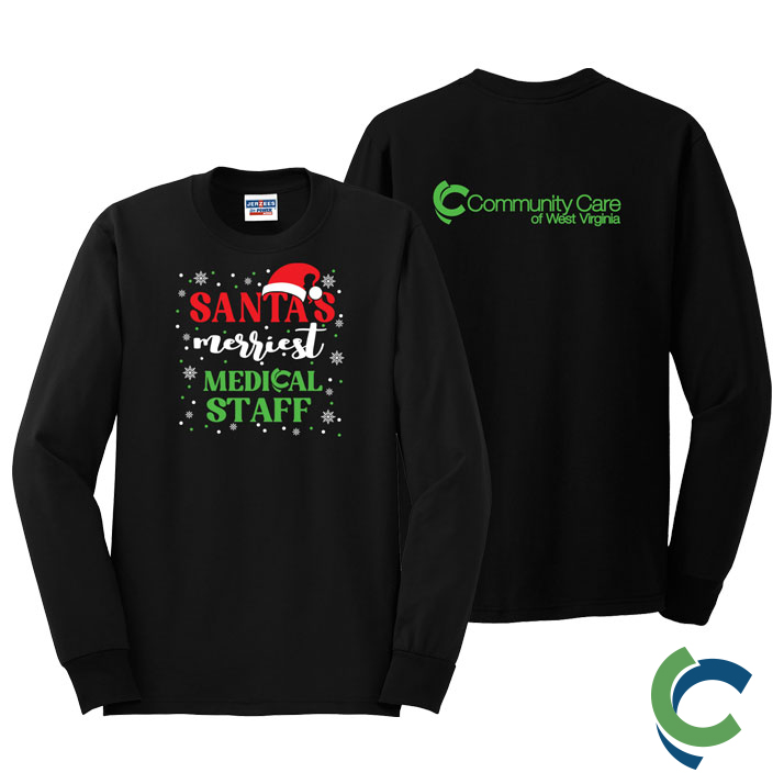 "SANTA'S MERRIEST - CCWV" PRINTED LONG SLEEVE TSHIRT