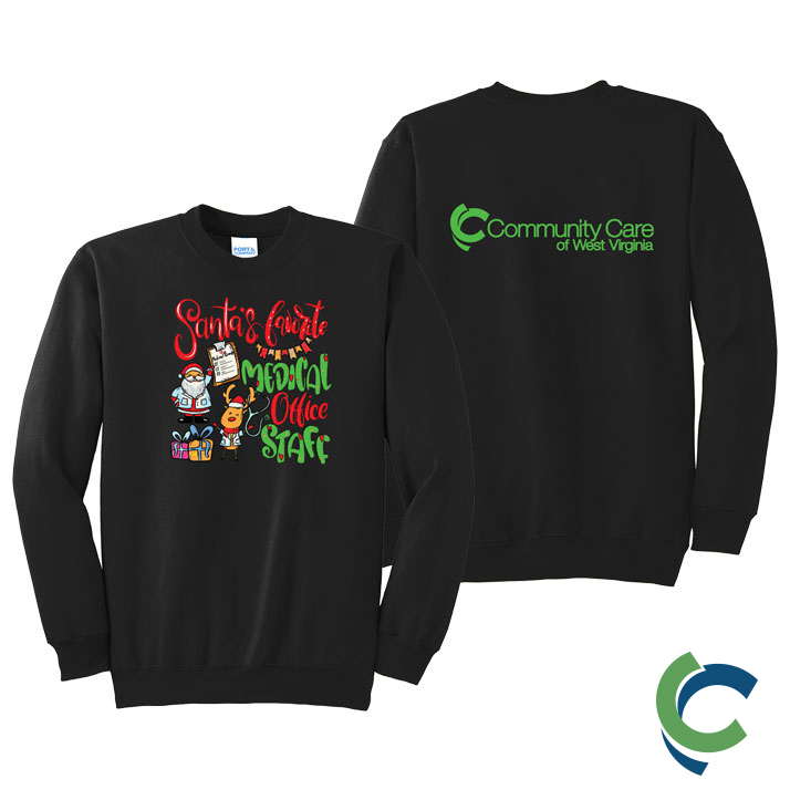 "SANTA'S FAVORITE - CCWV" PRINTED CREW NECK SWEATSHIRT