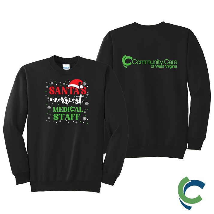 "SANTA'S MERRIEST - CCWV" PRINTED CREW NECK SWEATSHIRT