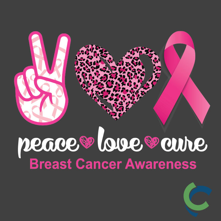 "BREAST CANCER AWARENESS - CCWV" PRINTED CHARCOAL TSHIRT