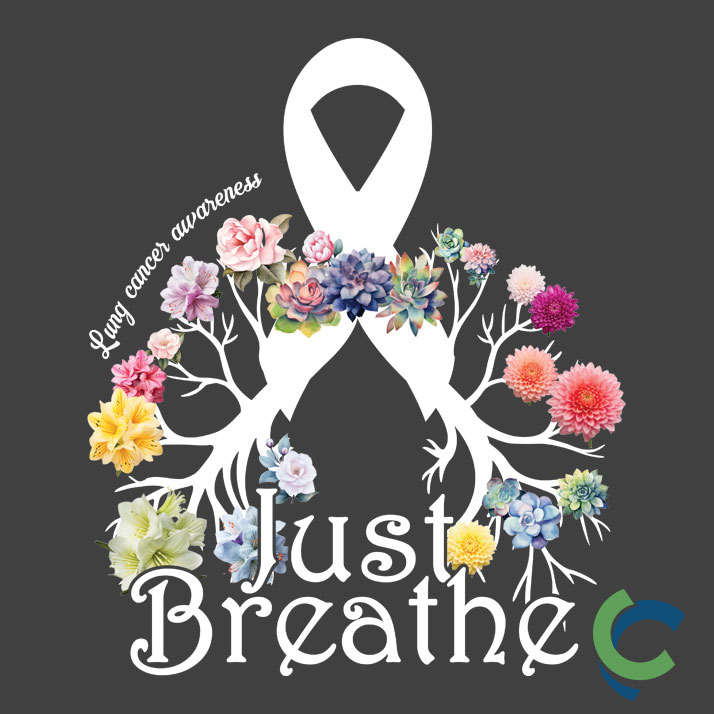 "LUNG CANCER AWARENESS - CCWV" PRINTED CHARCOAL HOODED SWEATSHIRT